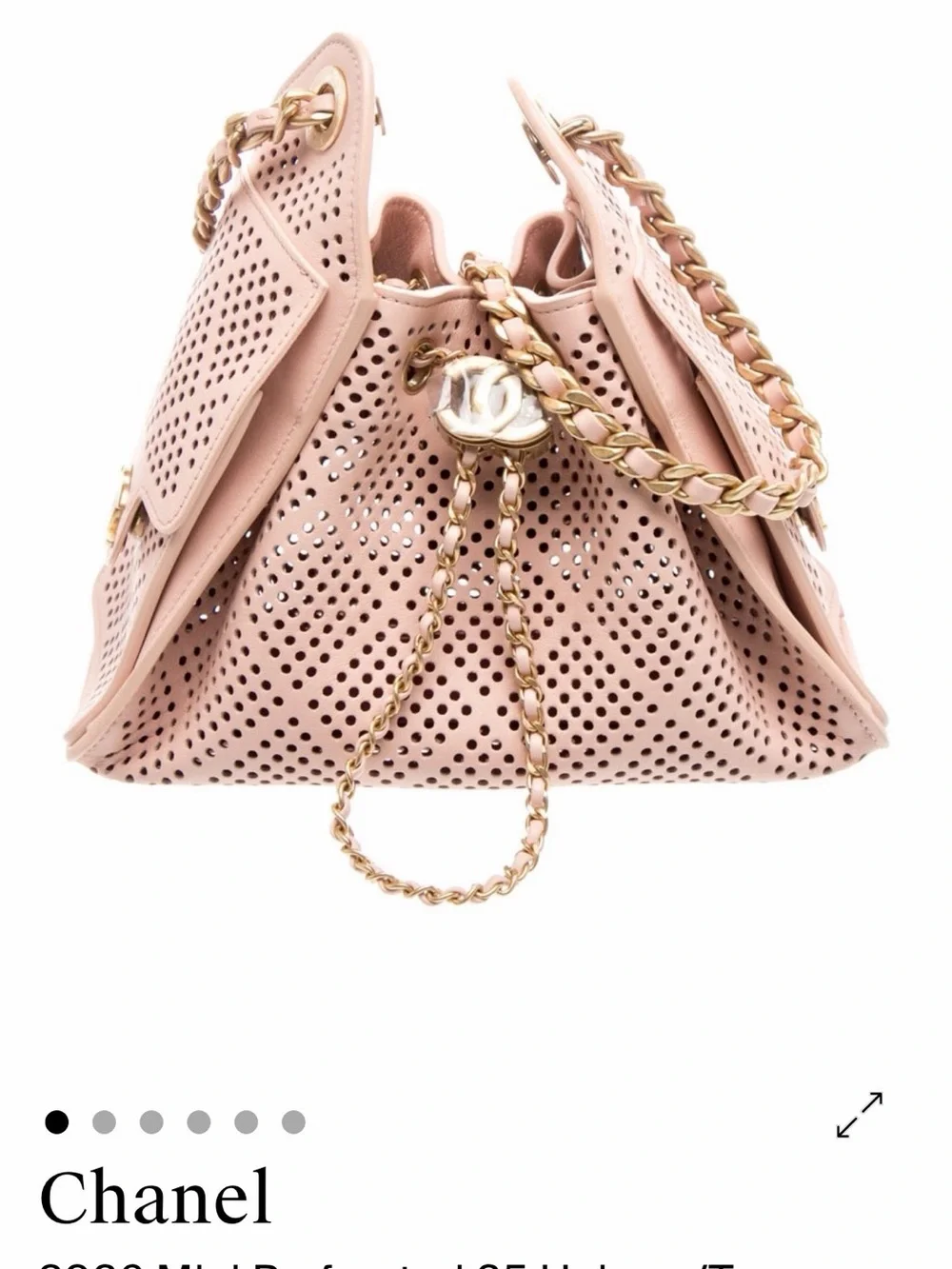 CHANEL Pink Perforated Leather Small Shoulder Bag with Gold Hardware